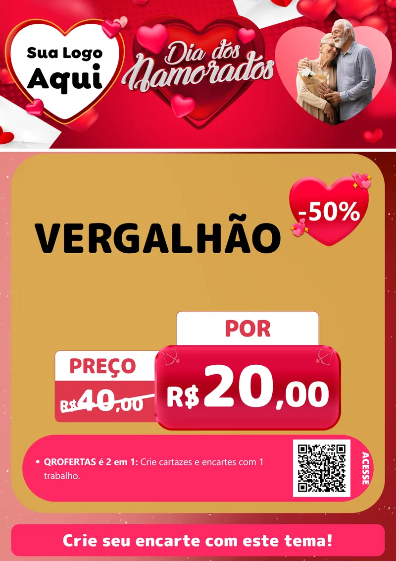 Modelo de Cartaz para Cartaz A4 Vertical com o tema Dia Dos Namorados para Ferragens