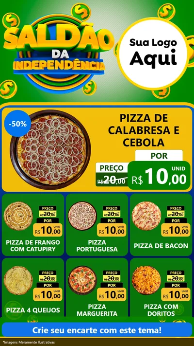 Modelo de Rede Social para Stories com o tema Saldão da Indepêndencia para Pizzaria