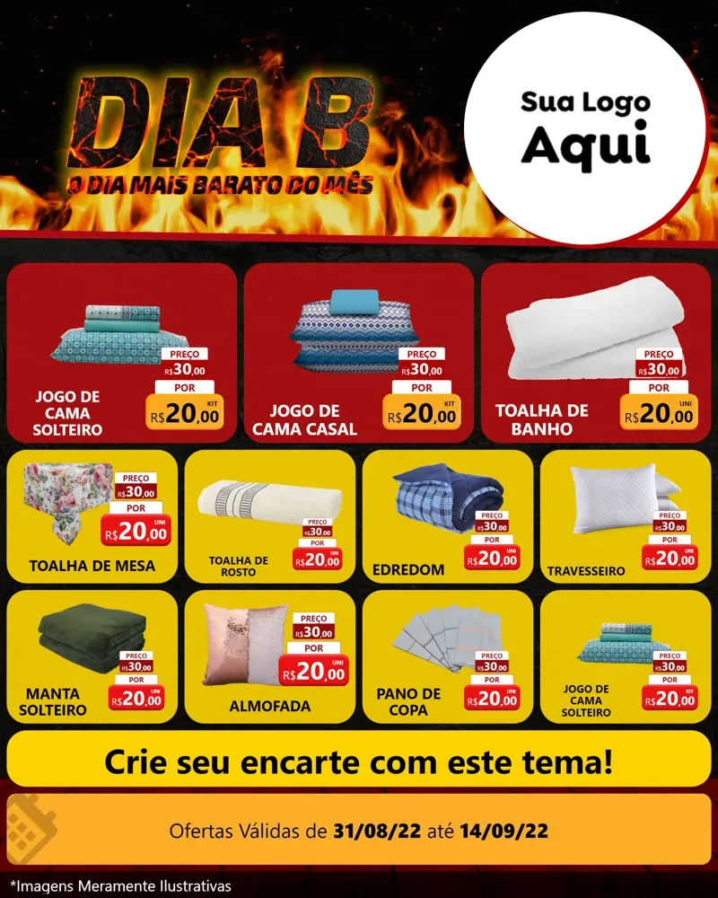 Modelo de Rede Social para Feed Instagram com o tema Dia B para Cama, Mesa e Banho
