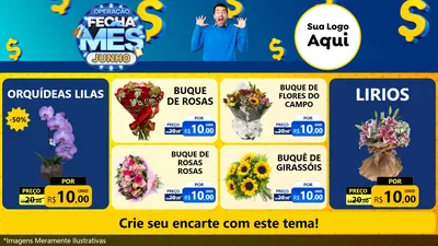 Modelo de TV para TV Horizontal com o tema Operação Fecha Mês, Junho para Floricultura e jardim