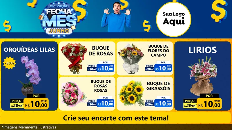 Modelo de TV para TV Horizontal com o tema Operação Fecha Mês, Junho para Floricultura e jardim