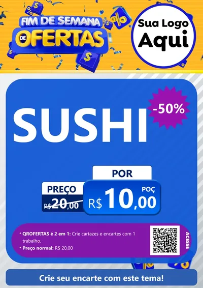 Modelo de Cartaz para Cartaz A4 Vertical com o tema Fim de Semana de Ofertas para Comida japonesa