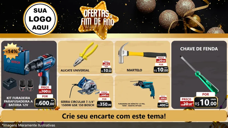 Modelo de TV para TV Horizontal com o tema Ofertas de Fim de Ano para Maquinas e Ferramentas