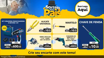 Modelo de TV para TV Horizontal com o tema Sorteio Dia Dos Pais para Maquinas e Ferramentas