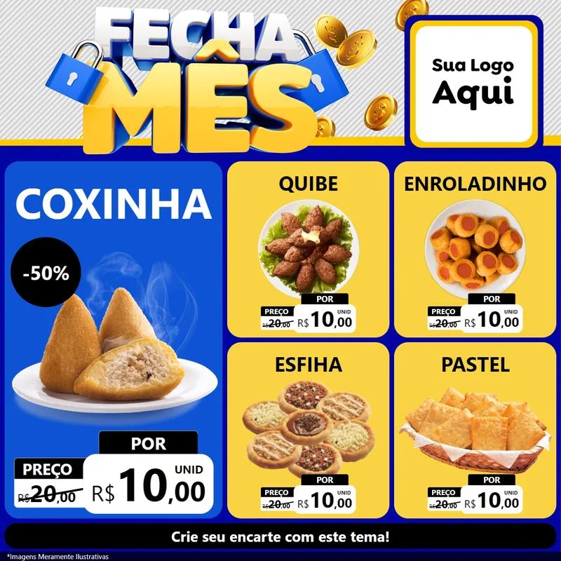 Modelo de Rede Social para Feed Facebook com o tema Fecha Mês para Salgadaria