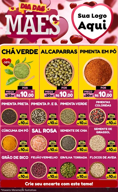 Modelo de Encarte para Encarte Grande com o tema Dia Das Mães para Produtos Naturais