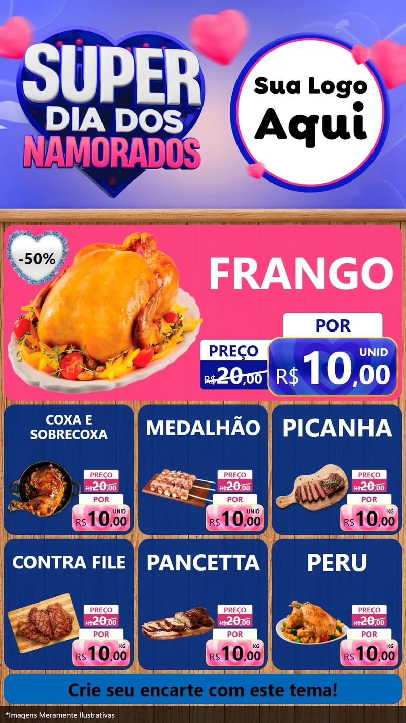 Modelo de Rede Social para Stories com o tema Super Dia dos Namorados para Assados