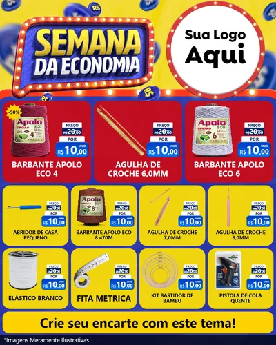 Modelo de Rede Social para Feed Instagram com o tema Semana da Economia para Armarinho e Aviamentos