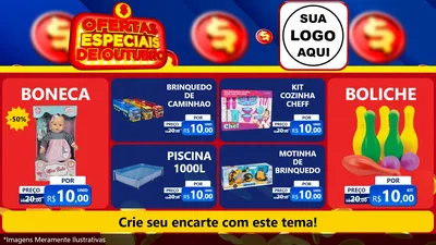 Modelo de TV para TV Horizontal com o tema Ofertas Especiais de Outubro para Brinquedos