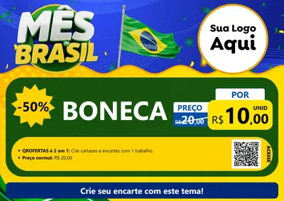 Modelo de Cartaz para Cartaz A4 Horizontal com o tema Mês do Brasil para Brinquedos