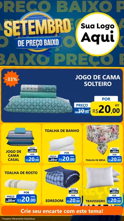 Modelo de Rede Social para Stories com o tema Setembro De Preço Baixo para Cama, Mesa e Banho