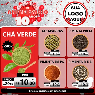 Modelo de Rede Social para Feed Facebook com o tema Promoção de Aniversário - 10 Anos para Produtos Naturais
