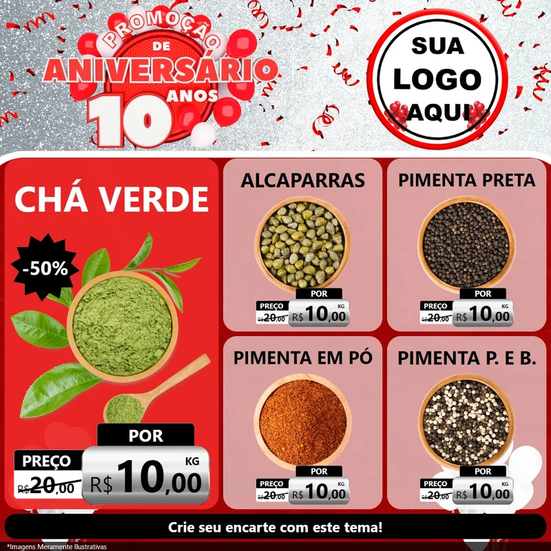 Modelo de Rede Social para Feed Facebook com o tema Promoção de Aniversário - 10 Anos para Produtos Naturais