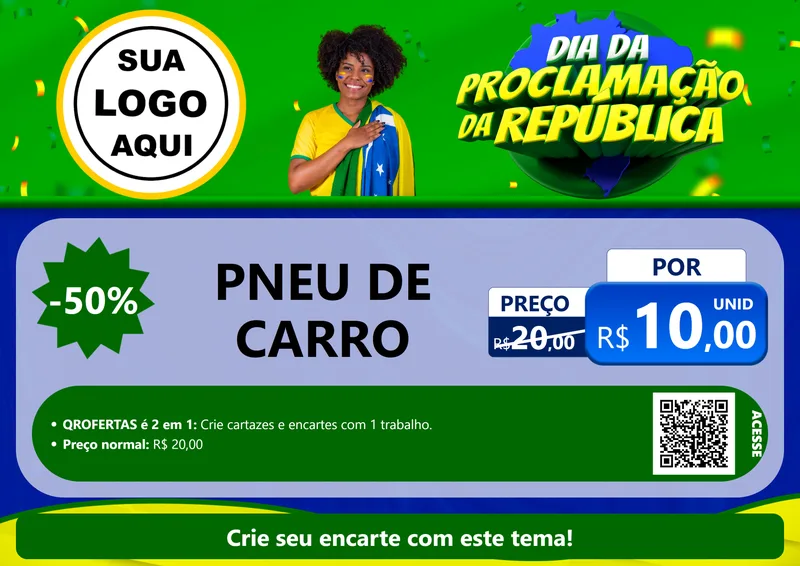 Modelo de Cartaz para Cartaz A4 Horizontal com o tema Dia Da Proclamação Da República para Auto peças