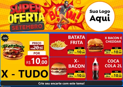 Modelo de Encarte para Encarte A4 Horizontal com o tema Super Oferta Setembro para Hamburgueria