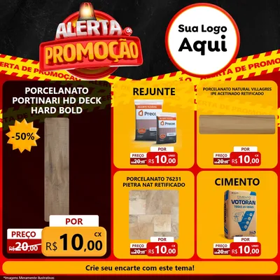 Modelo de Rede Social para Feed Facebook com o tema Alerta de Promoção para Pisos e revestimentos