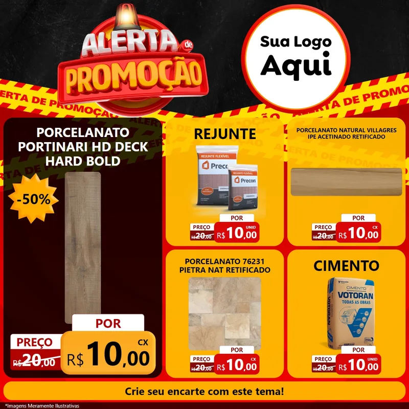 Modelo de Rede Social para Feed Facebook com o tema Alerta de Promoção para Pisos e revestimentos
