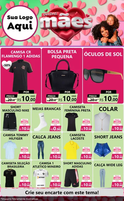 Modelo de Encarte para Encarte Grande com o tema Dia das Mães para Roupas e acessórios