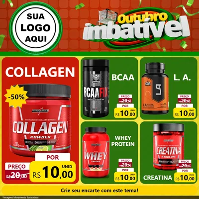 Modelo de Rede Social para Feed Facebook com o tema Outubro Imbatível para Suplementos alimentares