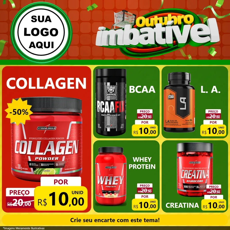 Modelo de Rede Social para Feed Facebook com o tema Outubro Imbatível para Suplementos alimentares