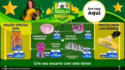Modelo de TV para TV Horizontal com o tema Seleção de Ofertas - Copa para Pet Shop
