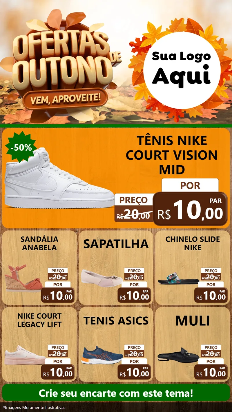 Modelo de Rede Social para Stories com o tema Ofertas de Outono - Vem, Aproveite! para Calçados
