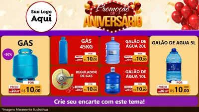 Modelo de TV para TV Horizontal com o tema Promoção de Aniversário para Água e gás