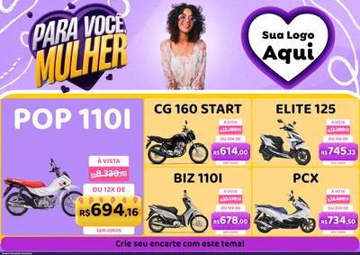 Modelo de Encarte para Encarte A4 Horizontal com o tema Para Você, Mulher para Concessionaria de Motos