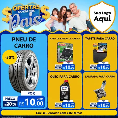 Modelo de Rede Social para Feed Facebook com o tema Ofertas do Dia dos Pais para Auto peças