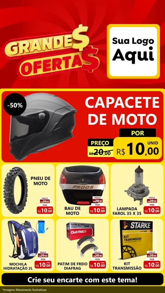 Modelo de Rede Social para Stories com o tema Grandes Ofertas para Moto peças