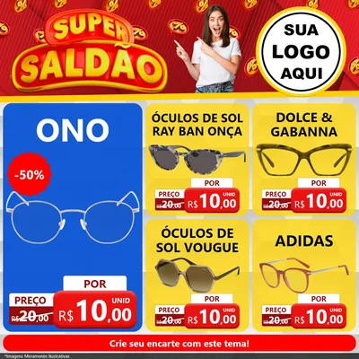 Modelo de Rede Social para Feed Facebook com o tema Super Saldão para Óticas