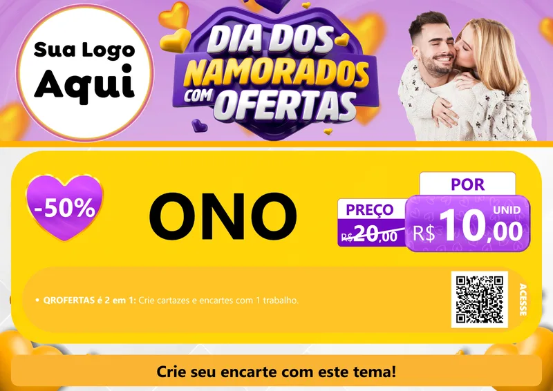 Modelo de Cartaz para Cartaz A4 Horizontal com o tema Dia Dos Namorados Com Ofertas para Óticas