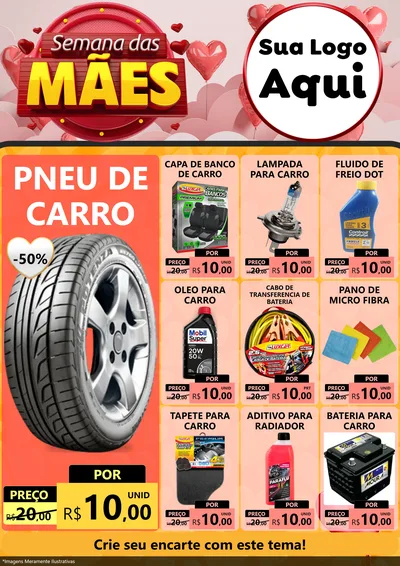 Modelo de Encarte para Encarte A4 Vertical com o tema Semana das Mães para Auto peças