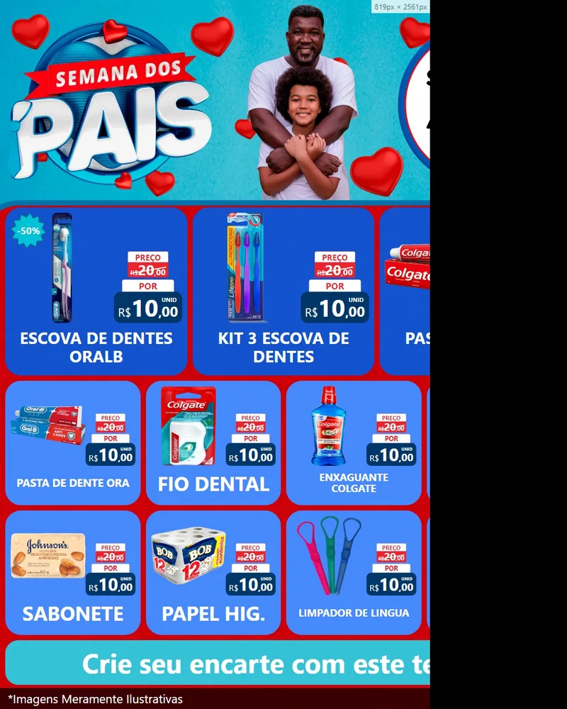 Modelo de Rede Social para Feed Instagram com o tema Semana Dos Pais para Higiene Pessoal