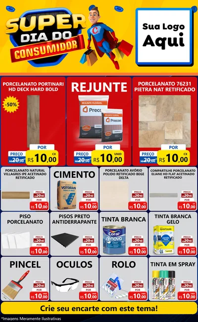 Modelo de Encarte para Encarte Grande com o tema Super Dia do Consumidor para Pisos e revestimentos