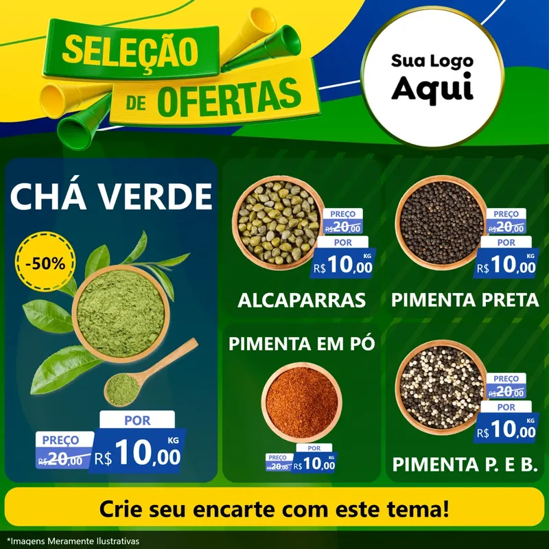 Modelo de Rede Social para Feed Facebook com o tema Seleção de Ofertas - Copa para Produtos Naturais