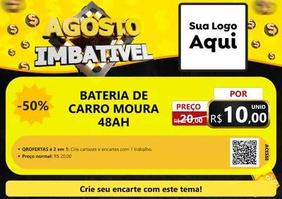 Modelo de Cartaz para Cartaz A4 Horizontal com o tema Agosto Imbatível para Baterias Elétricas
