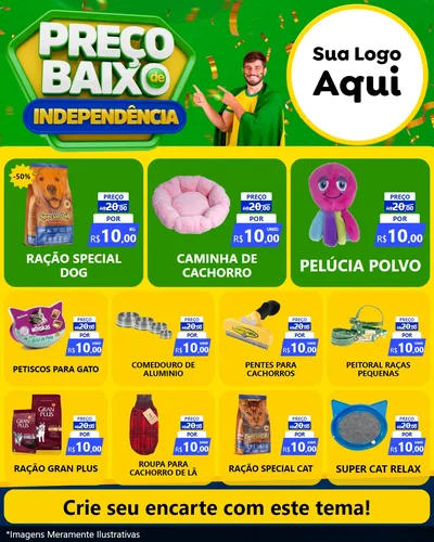 Modelo de Rede Social para Feed Instagram com o tema Preço Baixo de Independência para Pet Shop