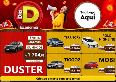 Modelo de Encarte para Encarte A4 Horizontal com o tema Dia D Economia para Concessionaria de Carros