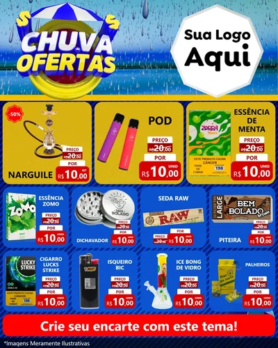 Modelo de Rede Social para Feed Instagram com o tema Chuva de Ofertas para Tabacaria