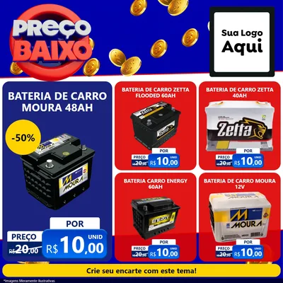 Modelo de Rede Social para Feed Facebook com o tema Preço Baixo para Baterias Elétricas