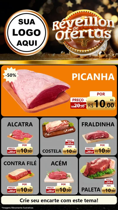 Modelo de Rede Social para Stories com o tema Réveillon de Ofertas para Açougue
