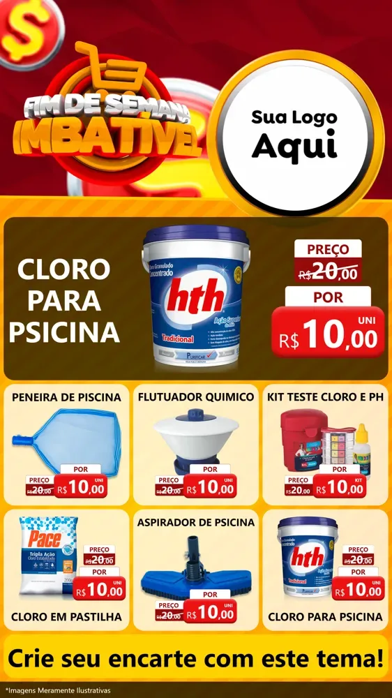 Modelo de Rede Social para Stories com o tema Fim de Semana Imbatível para Produtos para Piscina