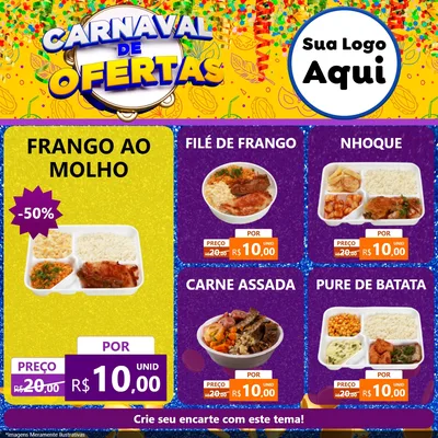 Modelo de Rede Social para Feed Facebook com o tema Carnaval de Ofertas para Restaurante