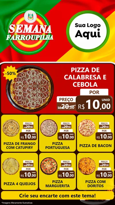Modelo de Rede Social para Stories com o tema Semana Farroupilha para Pizzaria