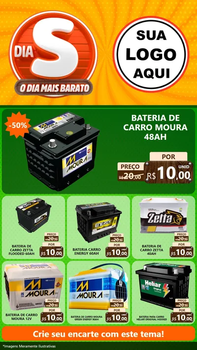 Modelo de Rede Social para Stories com o tema Dia S - O Dia Mais Barato para Baterias Elétricas