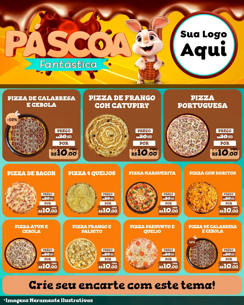 Modelo de Rede Social para Feed Instagram com o tema Páscoa Fantástica para Pizzaria