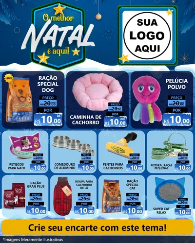 Modelo de Rede Social para Feed Instagram com o tema O Melhor Natal É Aqui! para Pet Shop