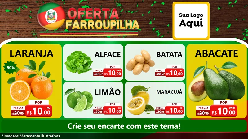 Modelo de TV para TV Horizontal com o tema Oferta Farroupilha para Hortifrúti