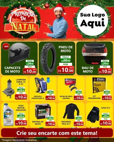 Modelo de Rede Social para Feed Instagram com o tema Promoção de Natal para Moto peças